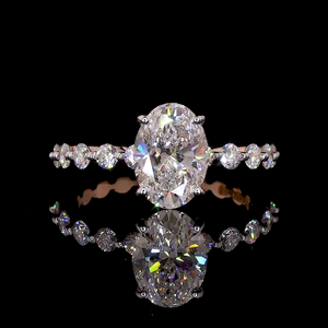 Anillo de Compromiso con Diamante Ovalado de 2.50 Quilates Cultivado en Laboratorio, con Banda Trenzada y Certificado IGI, para Mujer, en Oro Rosa - Product Image 3