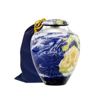 Urna de cremación de metal Earth Planet para cenizas Urna conmemorativa única para cenizas humanas Urna funeraria para cenizas con bolsa - Product Image 3