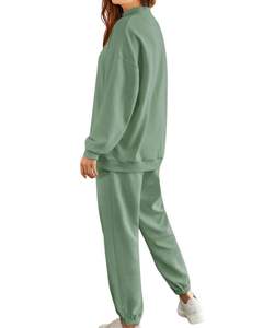 Conjunto de Sudadera y Pantalones Deportivos de Felpa para Mujer, Color Verde Salvia, Sudadera Holgada y Cómoda, Pantalones Deportivos, Ropa Informal de Invierno, Cálida, OEM - Product Image 3