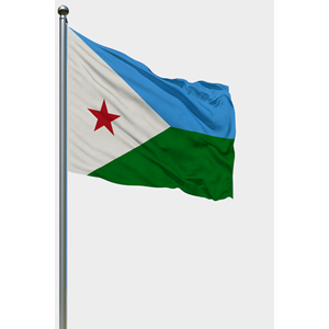 Drapeau personnalisé 3x5 pieds pour Djibouti, fanion d'extérieur avec impression numérique sur coton, aluminium, fibre de verre, plastique, soie - Product Image 1