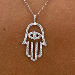 Estilo Popular IGI certificado VVS Lab Grown Diamond 14K oro sólido Hamza COLLAR COLGANTE joyería de lujo de moda fina para mujeres - Product Image 2