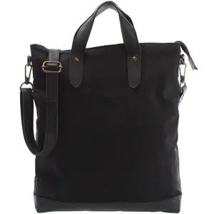 Siyah kanvas kadın çantası, maksimum 15 inç tutamak ve ayarlanabilir veya çıkarılabilir omuz askısı için yastıklı dizüstü bilgisayar bölmesi