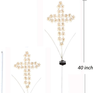 Estaca de jardín cruzada solar, luces <span class=keywords><strong>para</strong></span> exteriores, Estaca de luces cruzadas con energía solar de 40 pulgadas con 24 luces LED decorativas de flores <span class=keywords><strong>para</strong></span> Remem - Product Image 3