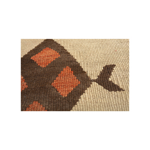 พรมขนสัตว์ขนาดใหญ่ Nayaab Classic รุ่น 9x12 รูปทรงสี่เหลี่ยมผืนผ้า ลายเรขาคณิต สีแดงส้ม ทอแบบเรียบ สำหรับทางเข้าบ้าน ห้องนอน-Paem-1053 - Product Image 3