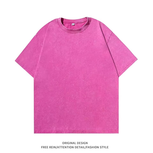 240g-300g Vintage lavé T-shirts surdimensionné Hip Hop t-shirts Streetwear à manches courtes noir pour hommes/femmes hauts t-shirts 100% coton - Product Image 4