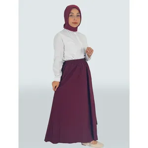 Comfortable Floral Woven Silk and Cotton Poplin Hijab <b>Skirt</b> with <b>Elastic</b> Waistline Digital and Embroidered Print Short Length - Product Image 4