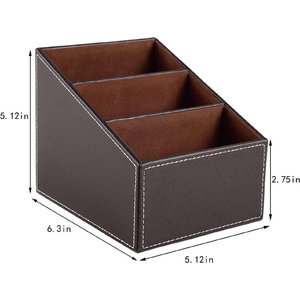Hộp Đựng Điều Khiển TV Từ Xa Bằng Da PU Với 3 Ngăn Giá Đỡ Bút Bằng Gỗ Hộp Đựng Phụ Kiện Văn Phòng Phẩm Hộp Đựng Đồ Để Bàn - Product Image 2