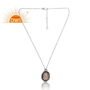 Hot Design 925 Sterling Silver Natural Golden Rutile Gemstone Pendentif Collier Conception Personnalisée Fabricant de Bijoux - Product Image 1