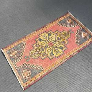 1.6x3.1 ft <b>Rug</b>, <b>Small</b> Turkish <b>Rug</b>, Red Striped <b>Rug</b> - Product Image 3