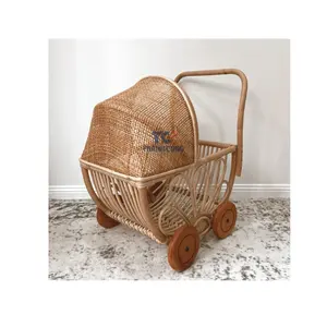 Top Ranking Toddlers fantasioso gioco di imitazione passeggini per bambole passeggino in Rattan per bambole con ruote