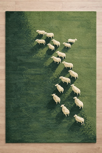 Alfombra Decorativa Rústica de Lana a Cuadros con Patrón Liso, Forma Rectangular, Antideslizante, Estilo Lujoso, Hecha a Mano, Alfombra Fossil Ember - Product Image 2