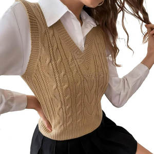 Chaleco de Punto Corto de Fabricante de Servicio OEM, Venta Caliente, Talla para Adultos, Ropa de Mujer, Chaleco de Punto Corto - Product Image 4