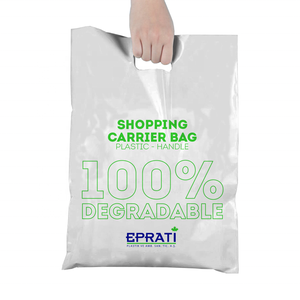Sacs en plastique biodégradables à poignée découpée renforcée avec logo personnalisé, fabricant turc, vente en gros - Product Image 2