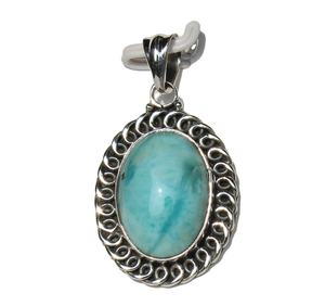 Cabujón de Larimar verde Natural, colgante Unisex de Plata de Ley 925, forma ovalada, ajuste de bisel, piedras de cristal curativas, Piedras envolventes - Product Image 4