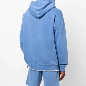 Streetwear Jean Hiver Personnalisé Surdimensionné Basics Coton Mélangé Numérique Bleu Délavé Délavé Brodé Polaire à Capuche Hommes - Product Image 3