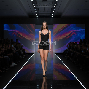 Corset en brocart noir de qualité supérieure avec baleines en acier, largeur des hanches élargie, ajustable et à lacets au dos - Product Image 4