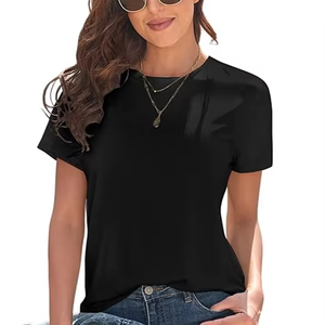 T-shirts basiques pour femmes UPF 50+ Manches courtes Hauts décontractés d'été Tops tendance Uni Coupe ample T-shirt - Product Image 1
