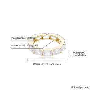 Klassische einfache quadratische Zirkon vergoldete Lab Diamond <span class=keywords><strong>Original</strong></span> ästhetische Ehering Ewigkeit ringe für Frauen Männer Fingers chmuck - Product Image 2