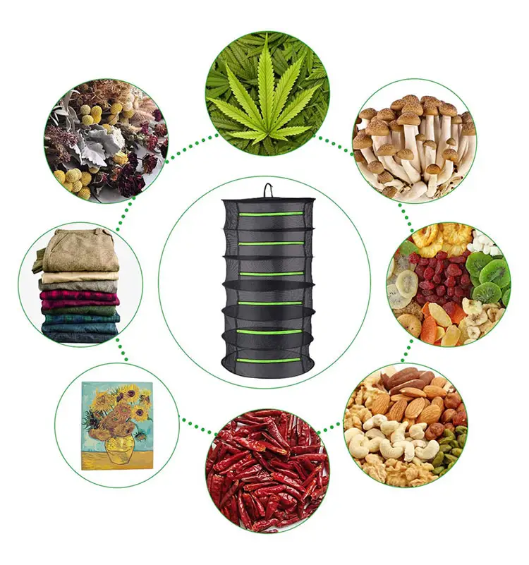 Kruiden Droogrek Net Mesh Opknoping Droger Rack Met Rits 6 Laag Kruidendroger