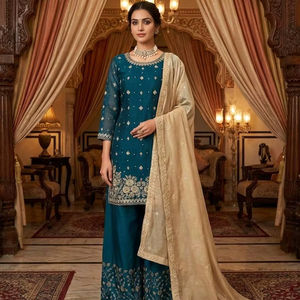 Nouvelle collection de vêtements indiens et pakistanais, couleurs éblouissantes, collection de mariage, costume Punjabi Plazzo Kamiz, modélisé pour adultes - Product Image 1