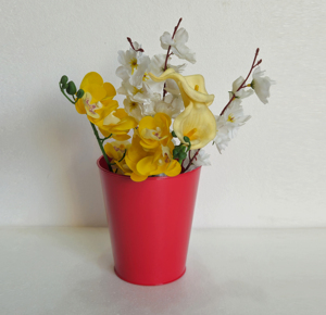 Pot de jardin en acier galvanisé avec revêtement en poudre rouge |   Pot de fleurs décoratif en métal pâle pour intérieur et extérieur, durable, balcon, cadeau pour la maison - Product Image 3