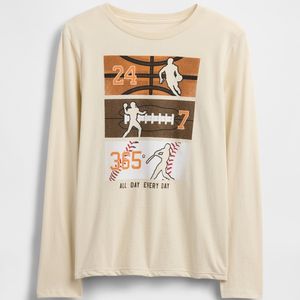 T-shirt à manches longues pour garçons, personnalisable avec impression graphique, en jersey de coton uni, col rond, pour enfants - Product Image 1