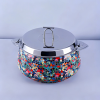 Casserole en acier inoxydable doré, isolée, durable, antiadhésive, avec motif mosaïque, bol de service, couvercle, forme bombée