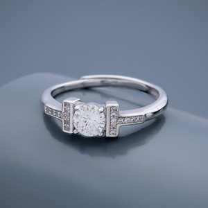 92.5 Silver Romantic <b>Finger</b> <b>Ring</b> 188546 with Diamond Cluster Gemstone Rhodium Plated Animal Pattern Set for Engagement - Product Image 6