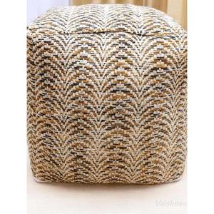 Moroccan Leather Pouf Handmade Ottoman Footstool Traditional Handcrafted <b>Pouffe</b> Home Decor Boho Ottoman <b>Seat</b> Living Roo - Product Image 1