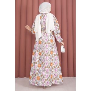 Robe à ceinture à motifs floraux violets, décontractée et tendance pour femmes, respirante et durable, taille XS, pour la journée ou les vacances - Product Image 5