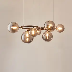 Простые современные стеклянные подвесные лампы в промышленном стиле, подвесные светильники, Шариковая люстра