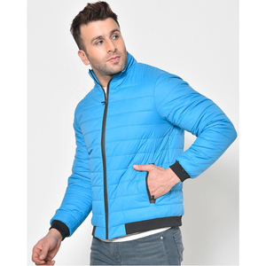 Sky Blue Unisex Winter Streetwear Canvas <b>Thin</b> Stand Collar Puffer <b>Jackets</b> Front Logo <b>Waterproof</b> Windproof Best Quality 2025 - Product Image 5