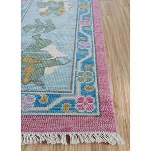 Tapis en laine Cyanna Floral noué à la main 6x9 pi, épaisseur de poils doux 3-4 mm, rose/Capri, pour la décoration de salon d'adolescents ou de couloir - Pkwl-959 - Product Image 4