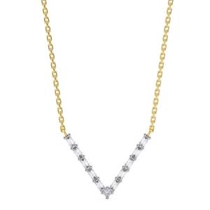 Baguette y corte redondo laboratorio diamante racimo collar V estilo Baguette diamante boda collar corte redondo Eco diamante - Product Image 2