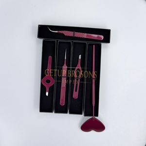 Pinzas Profesionales para Extensión de Pestañas, Pinzas de Aislamiento con Punta de Fibra de Acero Inoxidable, Pinzas para Cejas con Recubrimiento en Polvo, Herramientas de Belleza - Product Image 2