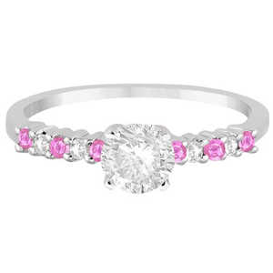 Anillo de Compromiso Romántico de Oro Blanco de 14K con Morganita Natural de 0.15ct y Zafiro Rosa, Corte Ovalado y Corte Pera, Certificado IGI - Product Image 1