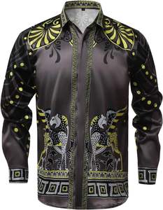 Camisas de primavera para hombre, camisas informales de manga larga con estampado Digital 3D para hombre, camisetas de fiesta Social con cuello vuelto para hombre - Product Image 1