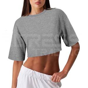 2025 Top Design Blended Beauty Cropped T-Shirt pour les femmes coupe décontractée col rond en gros du Pakistan - Product Image 3