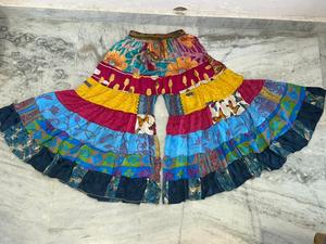 กางเกงปาลาซโซผ้าไหมลายปะติดแบบใหม่, กางเกงขากว้างลายปะติด - Product Image 5