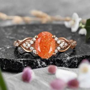 Anillo clásico de Plata de Ley 925 para mujer, piedra solar de corte ovalado chapado en oro para boda, fiesta, aniversario, regalos de cumpleaños - Product Image 3