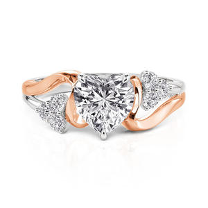 แหวนหมั้นแฟชั่นรูปหัวใจเคลือบทองสองสี Jeulia Amore - Product Image 1