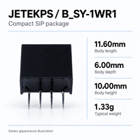 Convertisseur DC-DC isolé JETEKPS B1512S-1W 1W, 15V vers 12V 83mA, module d'alimentation SIP non régulé, RoHS, efficacité 85%, 1500VDC