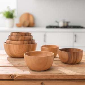 Pure Beechwood Salad Bowl for <b>Fresh</b> Fruit <b>Vegetable</b> Mix Healthy Meal and Kitchen Use - Product Image 5