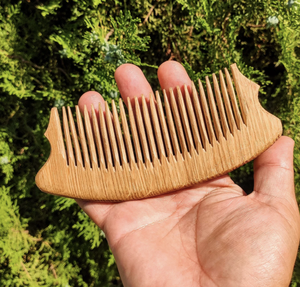 หวีไม้เก็บขนไม้จันทน์ธรรมชาติหวีซี่กว้างป้องกันไฟฟ้าสถิตย์กระเป๋าเล็กๆแบบพกพาจากอินเดีย - Product Image 6