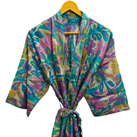 Pure soie Sari Kimono léger Vintage Sari Robe doux plage Robe de soirée indien à la main Kimono en soie