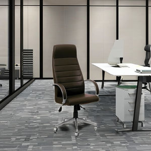 Chaise de bureau ergonomique rayée de haute qualité, nouveau design, style moderne, chaise de patron, cuir synthétique, structure en acier inoxydable - Product Image 1