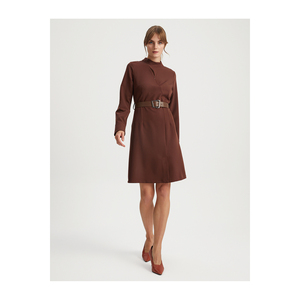 เดรสสีสันสดใส แขนยาว คาดเข็มขัด ซิปติดเข็มขัด  ทรงโค้ง - Product Image 4