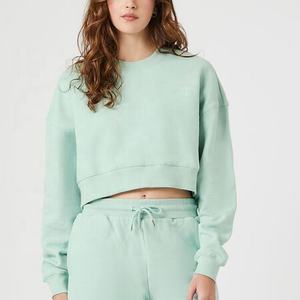 Usine en gros 100% coton biologique recadrée sweat à capuche poids lourd 500g flanelle pour l'impression numérique d'hiver - Product Image 2