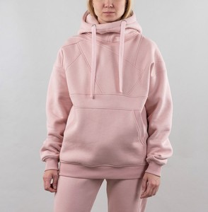 Sweat à capuche surdimensionné pour femme avec conception unique de panneau croisé grandes poches mode tenue décontracté col à capuche - Product Image 1