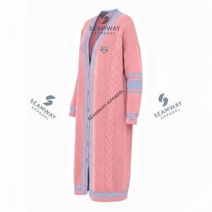 เสื้อคลุมยาวแบบถักลายเคเบิลสำหรับผู้หญิง ยี่ห้อ Gamma Phi Delta ทำจากอะคริลิก - Product Image 2